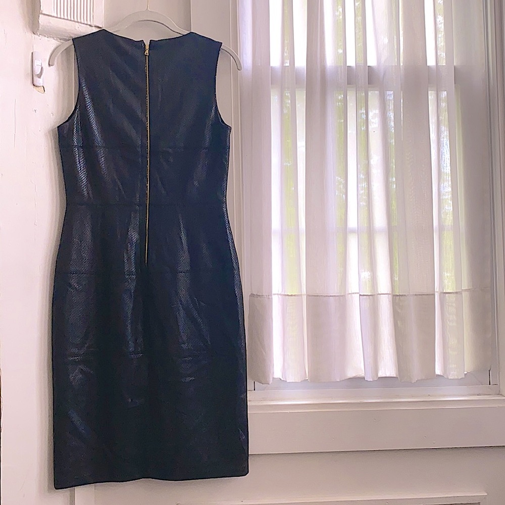 Donna Morgan Reptile Faux Leather Drop Waist Dress - Picture 7 of 9
